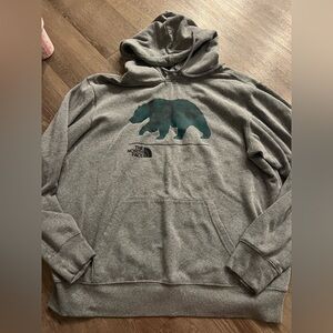The North Face Gray Hoodie with Bear Graphic